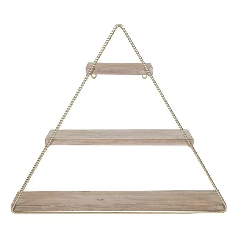 Cadre mural triangulaire en bois et métal à trois niveaux