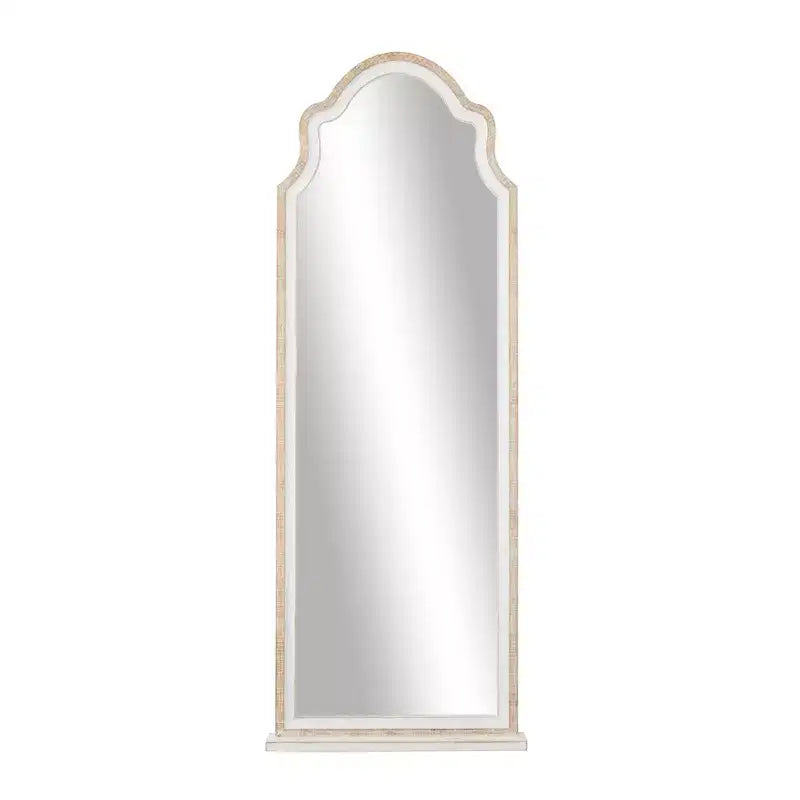 Wood Window Pane Inspired Wall Mirror with Arched Top Brown - Olivia & May: Vertical Hanging Country Cottage Decor