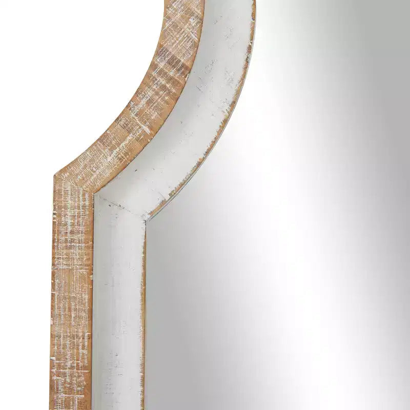 Miroir mural en bois, partie supérieure arquée