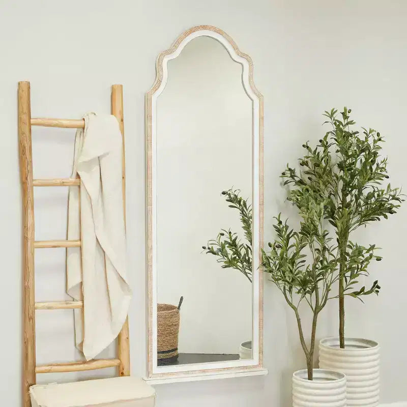 Miroir mural en bois, partie supérieure arquée
