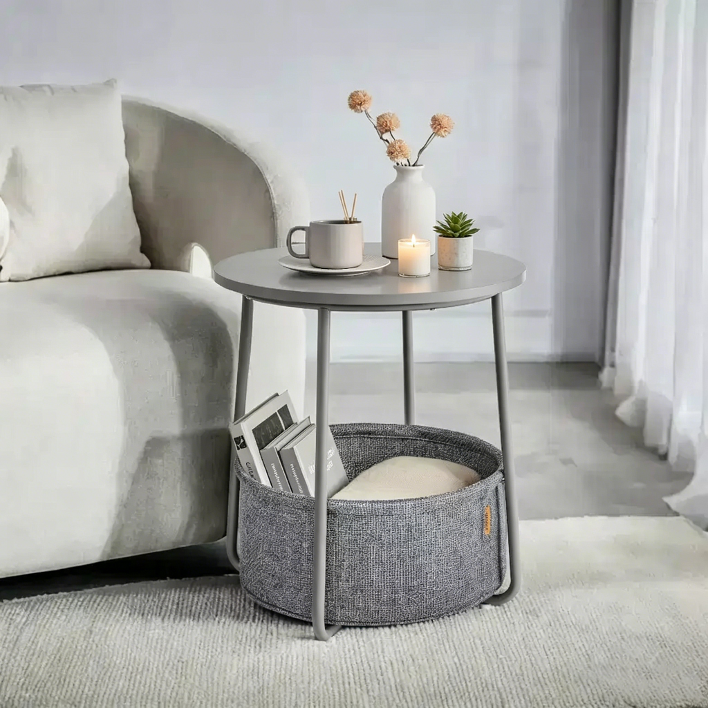 Table d'appoint ronde avec rangement