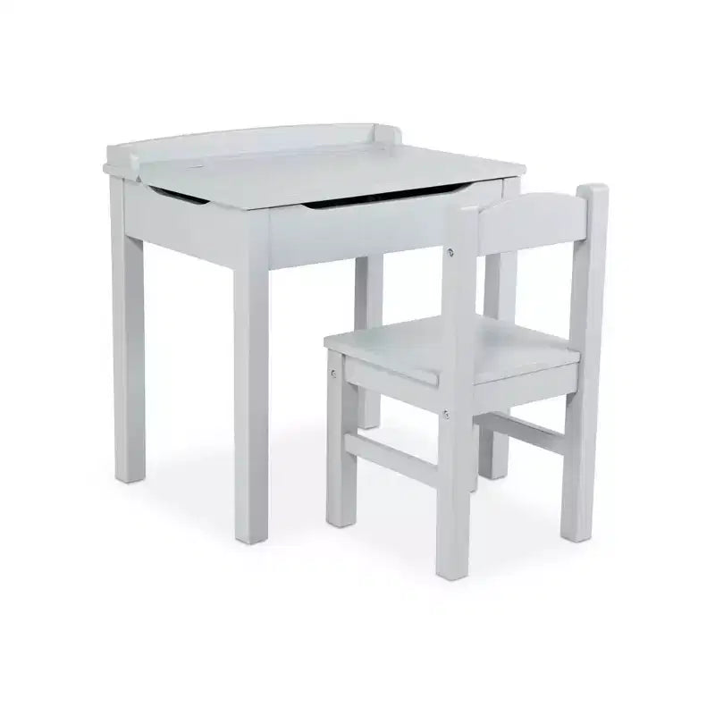 Melissa & Doug Kids Furniture Wooden Lift-Top Desk & Chair - Gray: Enclosed Storage Wooden Frame