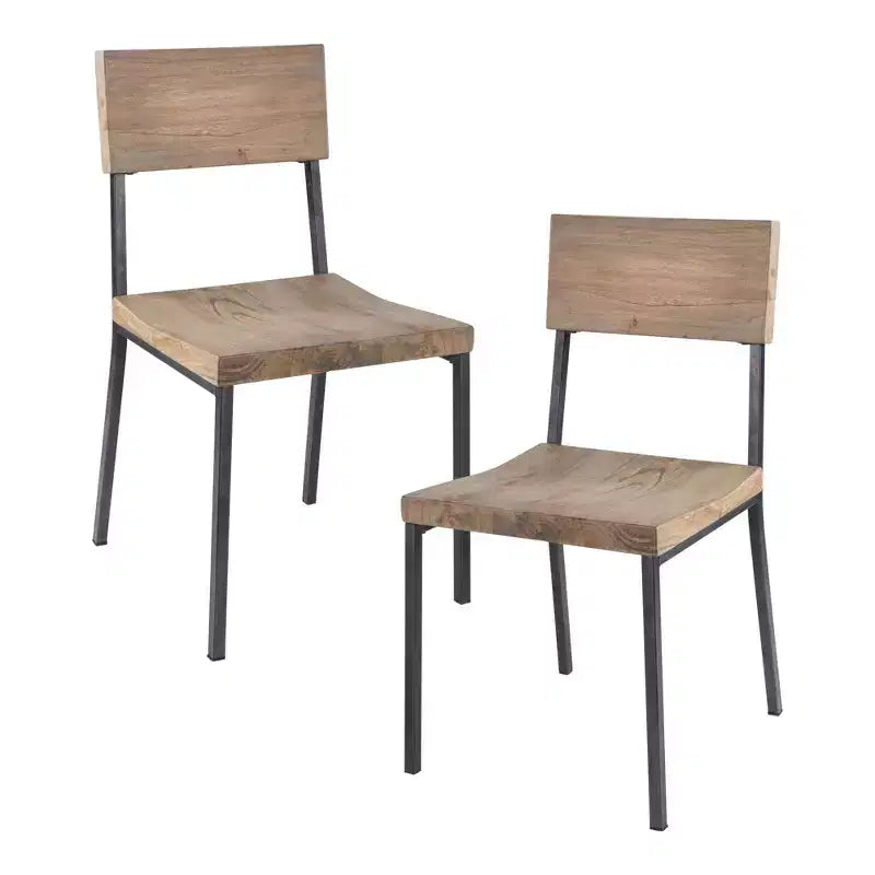 Set of 2 Tacoma Dining Chairs Barn Gray/Black: Ink+Ivy Metal & Wood Frame 300 lbs Capacity Spot Clean