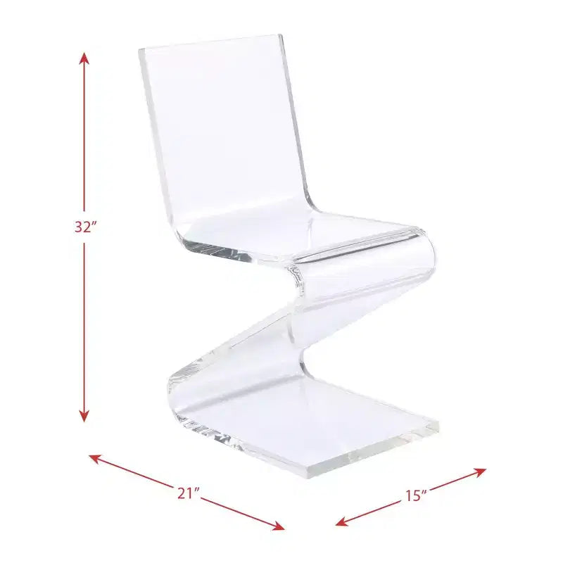 Chaise en acrylique transparent en forme de Z
