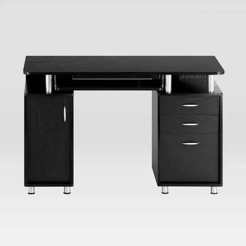 Complete Workstation Computer Desk with Storage Espresso- Techni Mobili: MDF Office Furniture Keyboard Tray