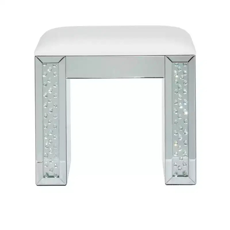 Tabouret cube miroir argenté