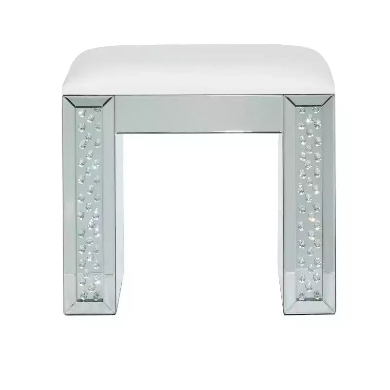 Tabouret cube miroir argenté