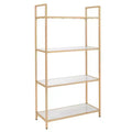 OSP Home Furnishings 60" Alios Bookshelf White/Gold: Chic 4-Shelf Metal Frame Laminate Surface Modern Office Furniture