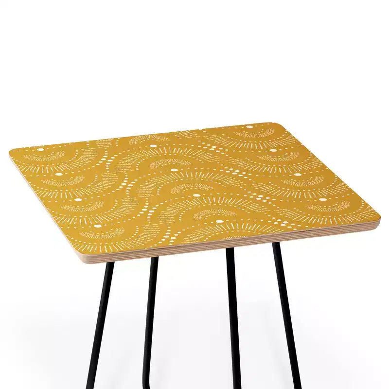 Heather Dutton Rise and Shine Side Table Yellow/Black - Deny Designs: Baltic Birch Steel Legs Artist-Designed
