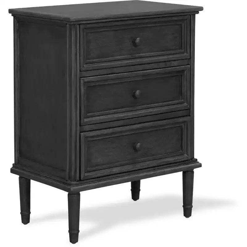Webster 3 Drawer Storage Cabinet Dark Gray - Finch: Pine Frame Traditional Style No Shelves