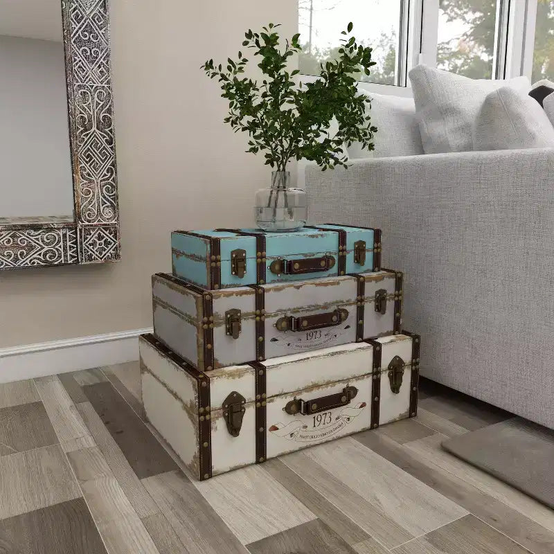 Boîte rectangulaire en bois vieilli style ferme