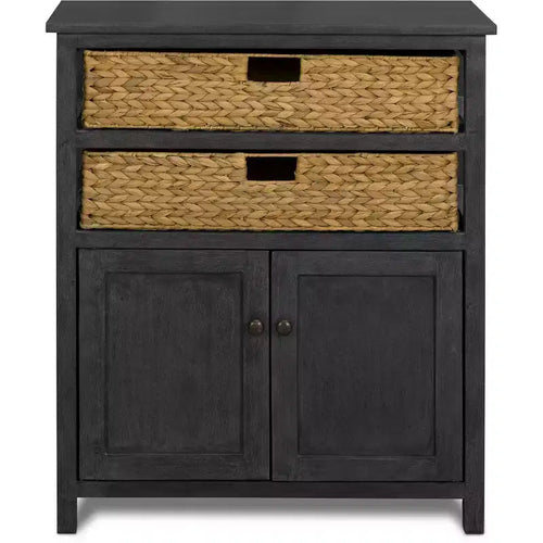 ClickDecor Elmhurst Cabinet Black and Weathered : Pine Frame 2 Fixed Shelves No Assembly Required