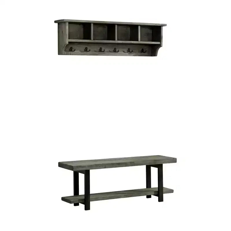 Banc porte-manteau mural en bois