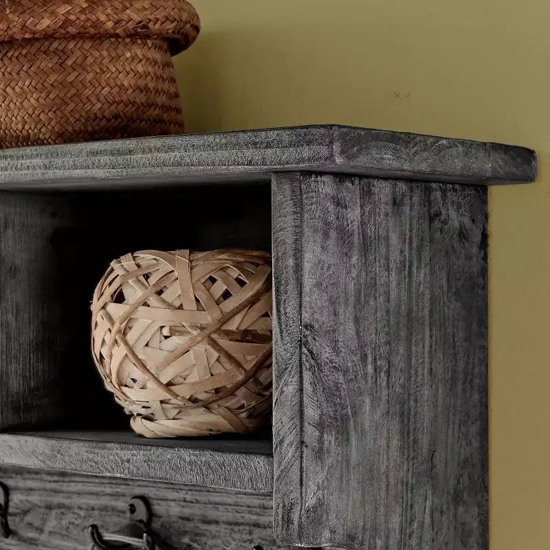 Banc porte-manteau mural en bois