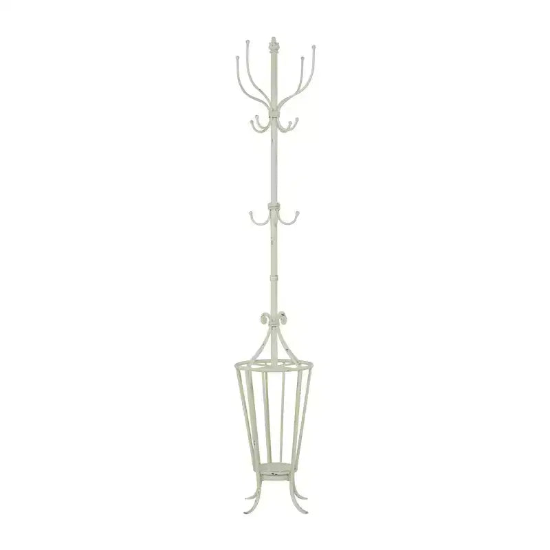 Farmhouse Metal Coat Rack White - Olivia & May: Umbrella Stand Indoor Storage No Assembly Required