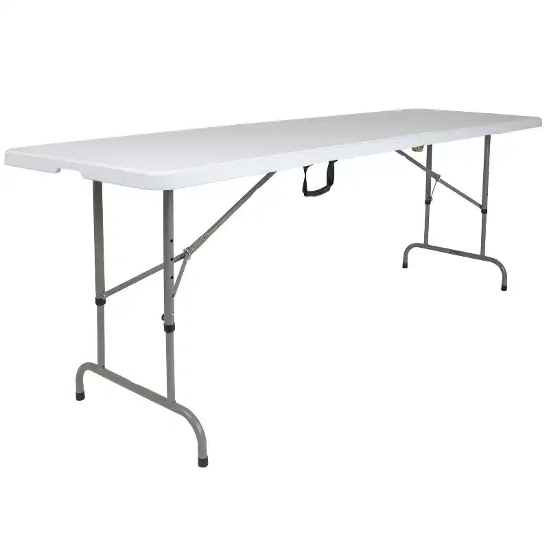 Table pliante en plastique blanc, à double pliage, imitation granit