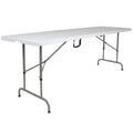 Table pliante en plastique blanc, à double pliage, imitation granit