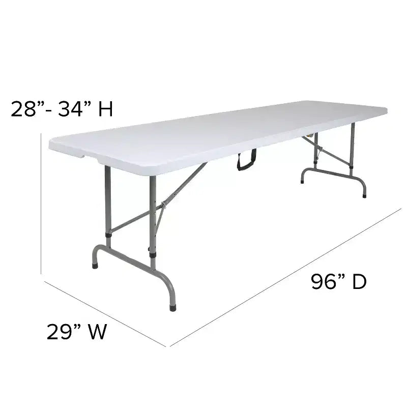 Table pliante en plastique blanc, à double pliage, imitation granit