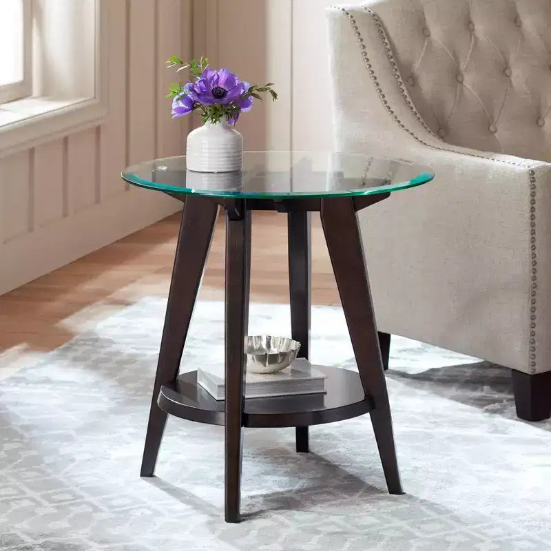 Table d'appoint ronde en bois de style rustique