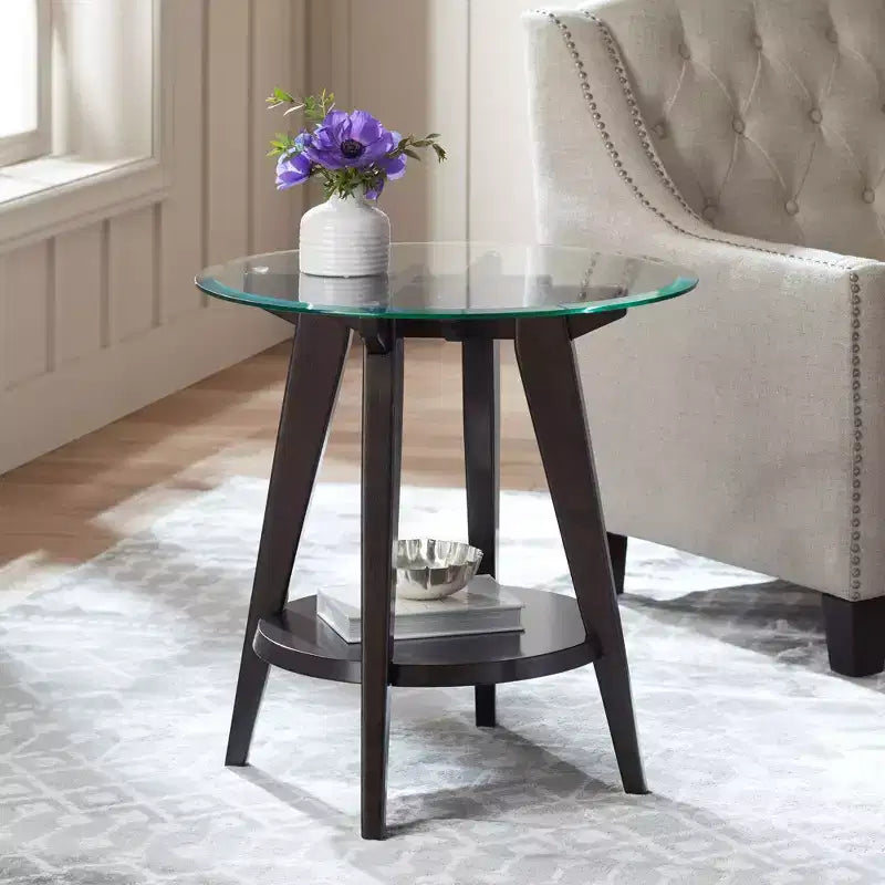 Table d'appoint ronde en bois de style rustique