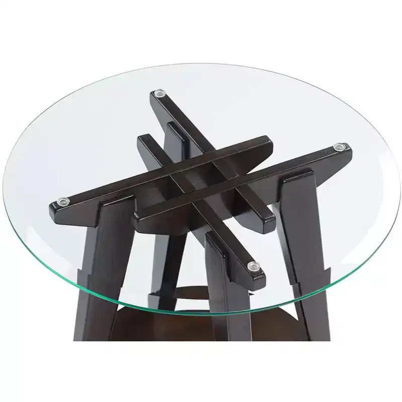 Table d'appoint ronde en bois de style rustique