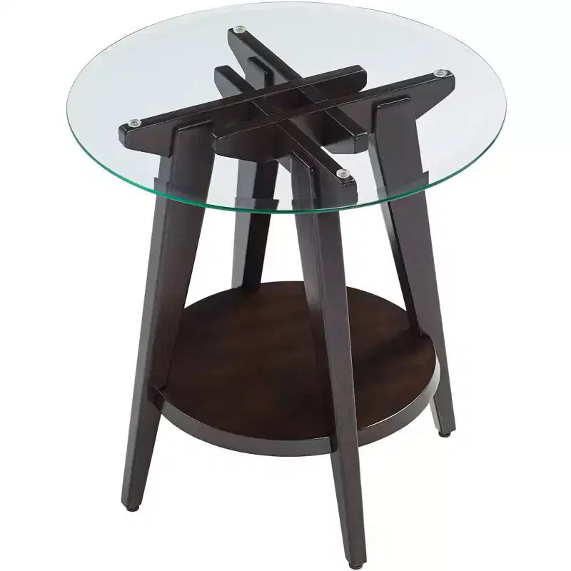 Table d'appoint ronde en bois de style rustique