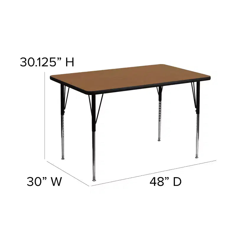 Table d'activités réglable à plateau rectangulaire en stratifié