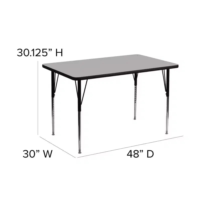Table d'activités réglable à plateau rectangulaire en stratifié