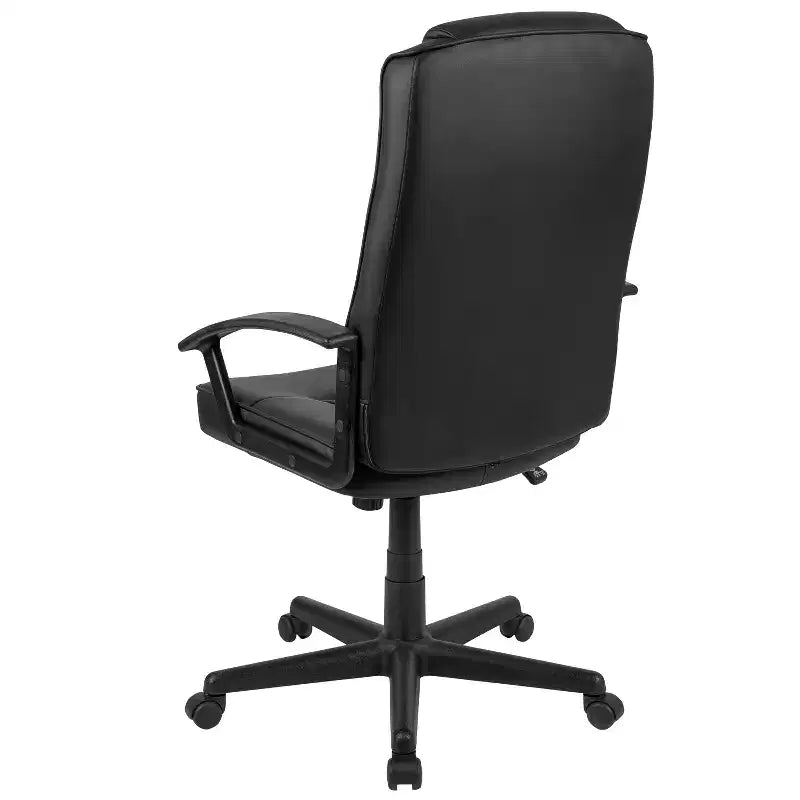 Fauteuil de bureau rembourré en cuir noir