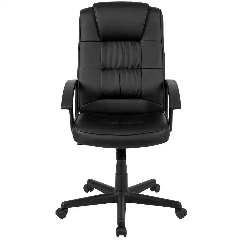 Fauteuil de bureau rembourré en cuir noir