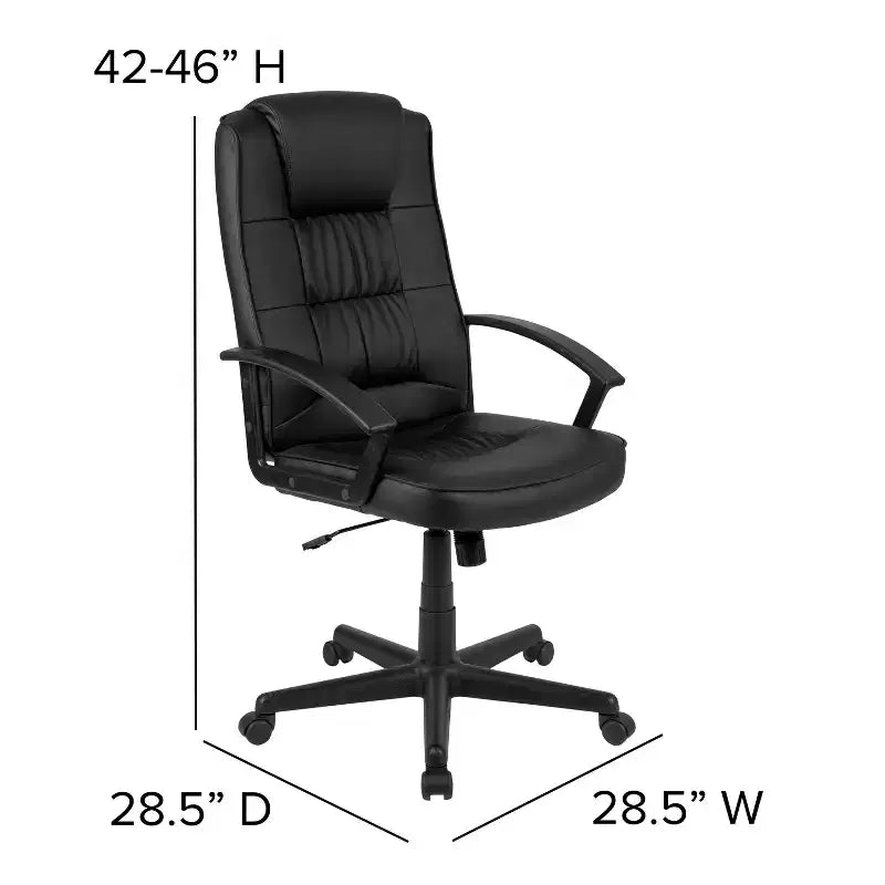 Fauteuil de bureau rembourré en cuir noir