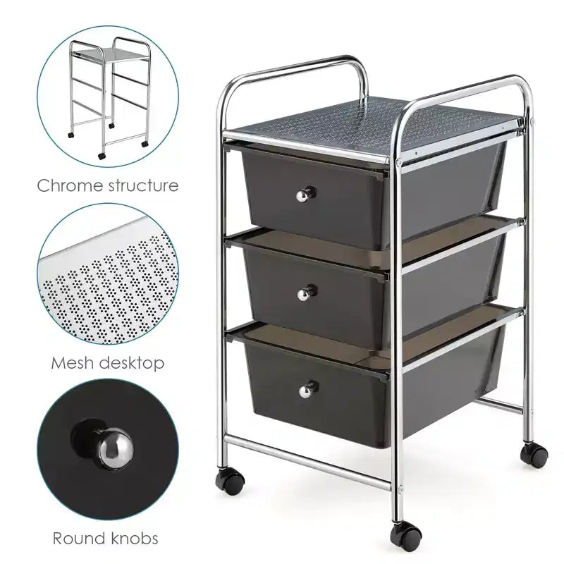 Meuble de rangement à roulettes à trois tiroirs