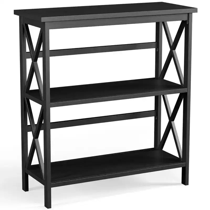Costway 3-Tier Bookshelf Wooden Open Storage Bookcase for Home Office White\\Black\\Coffee\\Natural