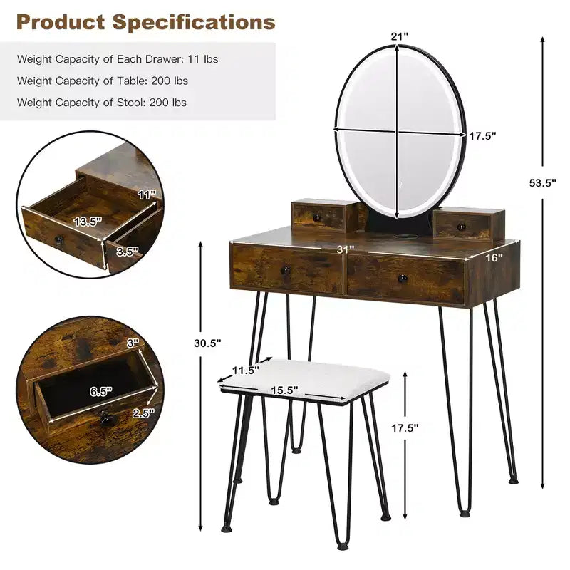 Tabouret coussin de coiffeuse de style industriel