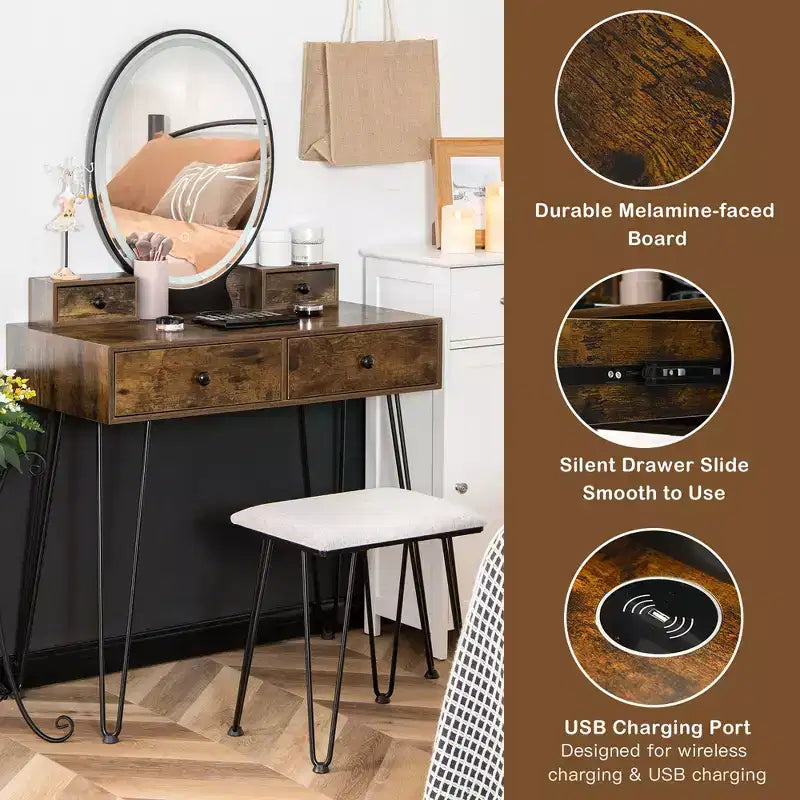 Tabouret coussin de coiffeuse de style industriel