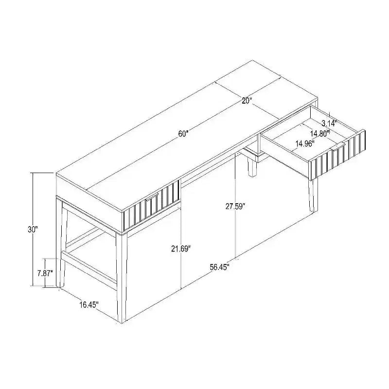 Bureau en bois en éventail