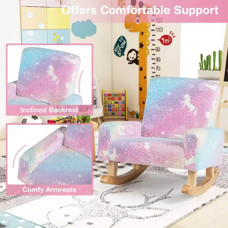 Fauteuil à bascule pour enfants avec coussins en flanelle