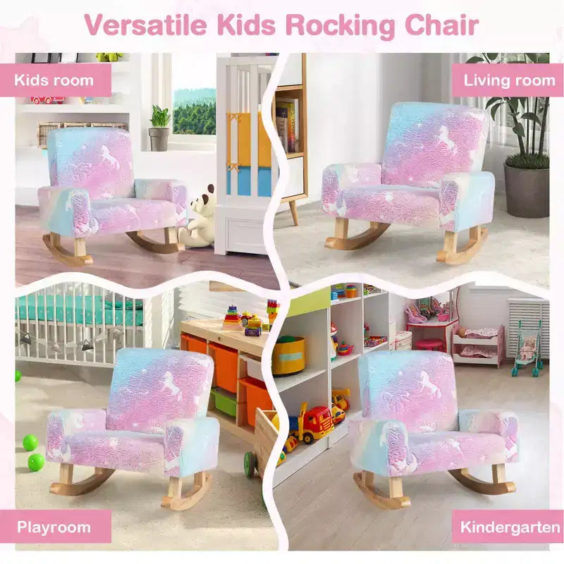 Fauteuil à bascule pour enfants avec coussins en flanelle