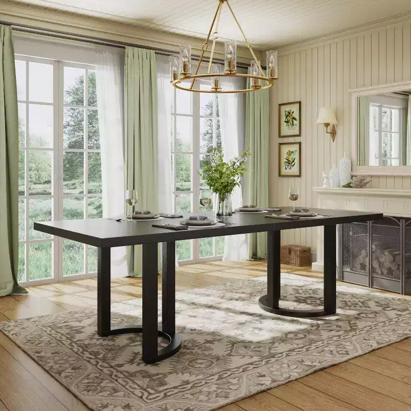 Christopher Knight Home Evat 95 Rubberwood Modern 8 Seater Rectangle Dining Table Black