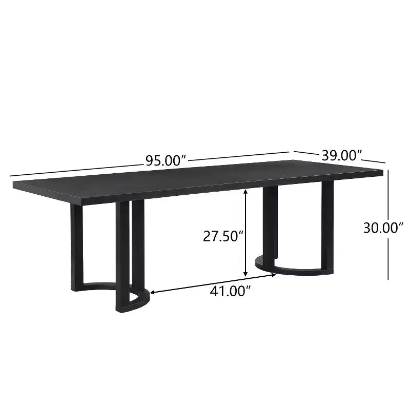 Table à manger rectangulaire moderne en hévéa