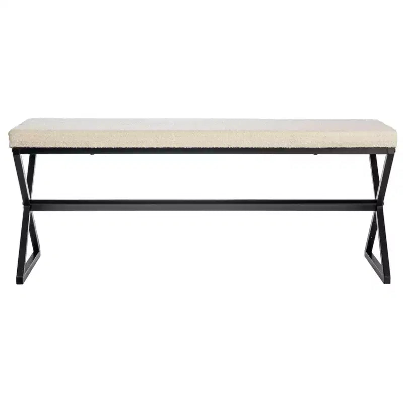 Banc en métal avec coussins en bouclette