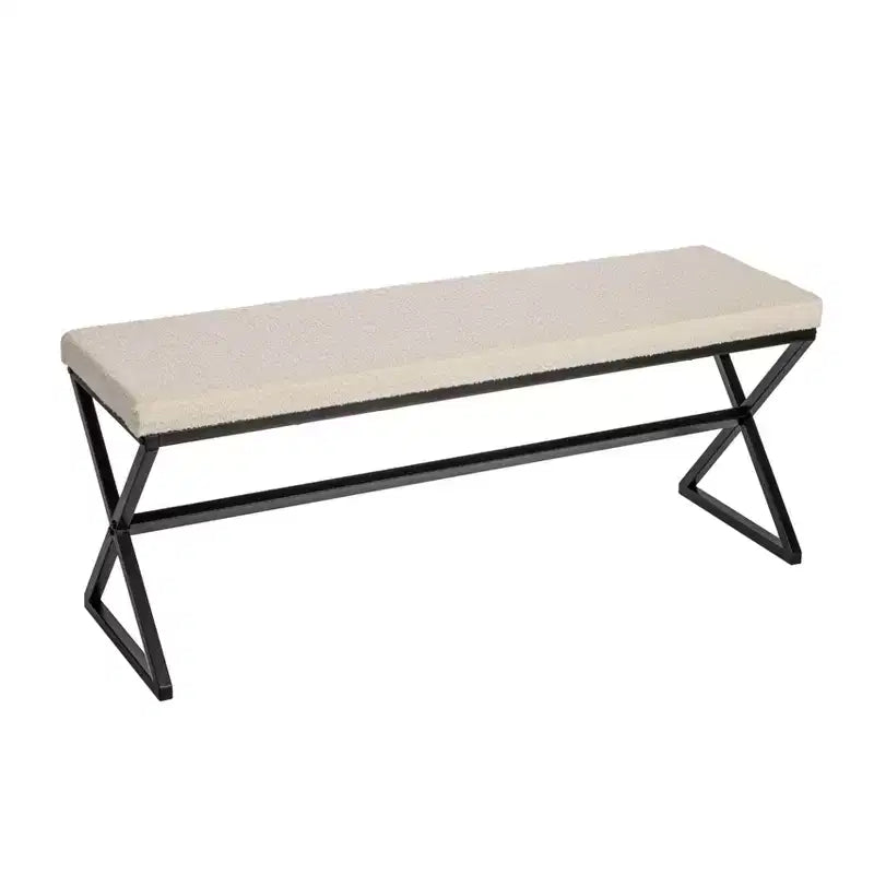 Banc en métal avec coussins en bouclette