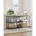 VASAGLE 51.2 Inch Console Table with 3 Shelves Sofa Table Entryway Table Metal Frame Tempered Glass Shelf Modern Style