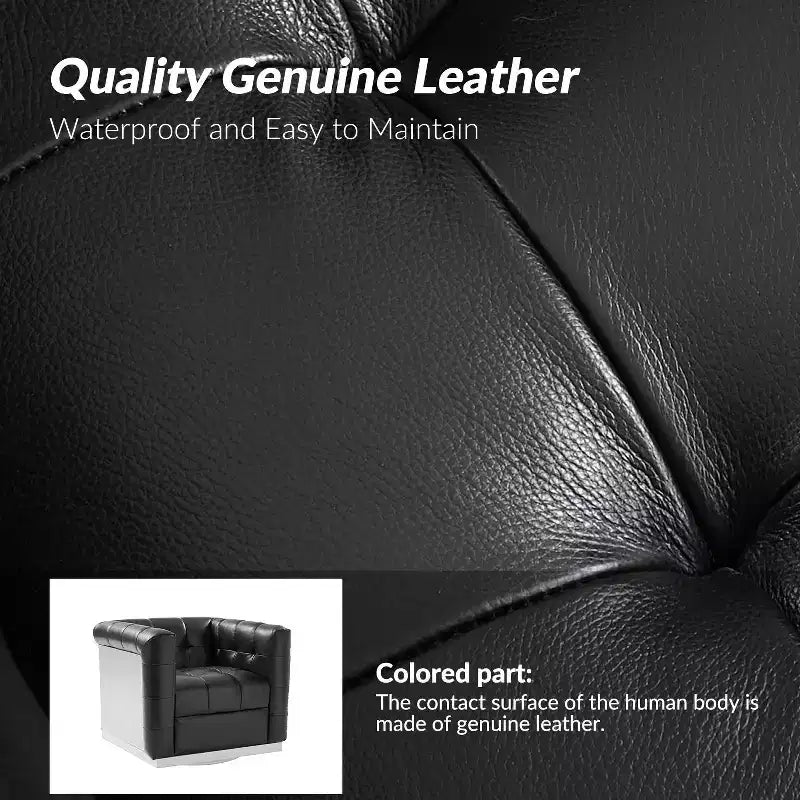 Fauteuil club pivotant en cuir véritable moderne