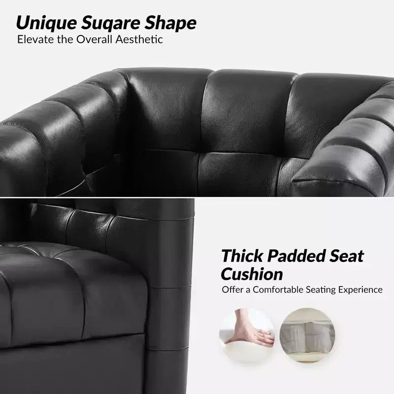 Fauteuil club pivotant en cuir véritable moderne