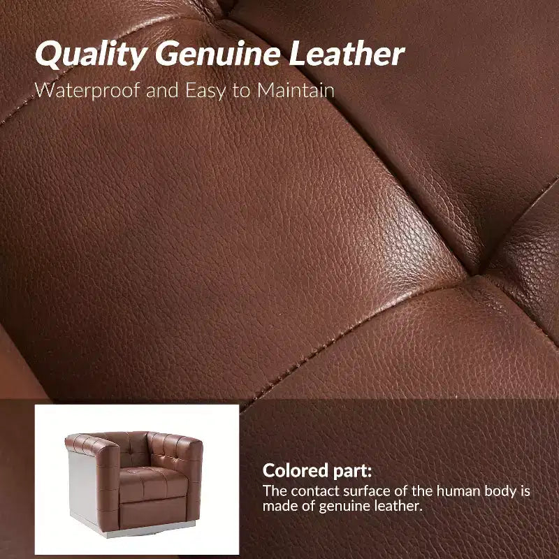 Fauteuil club pivotant en cuir véritable moderne