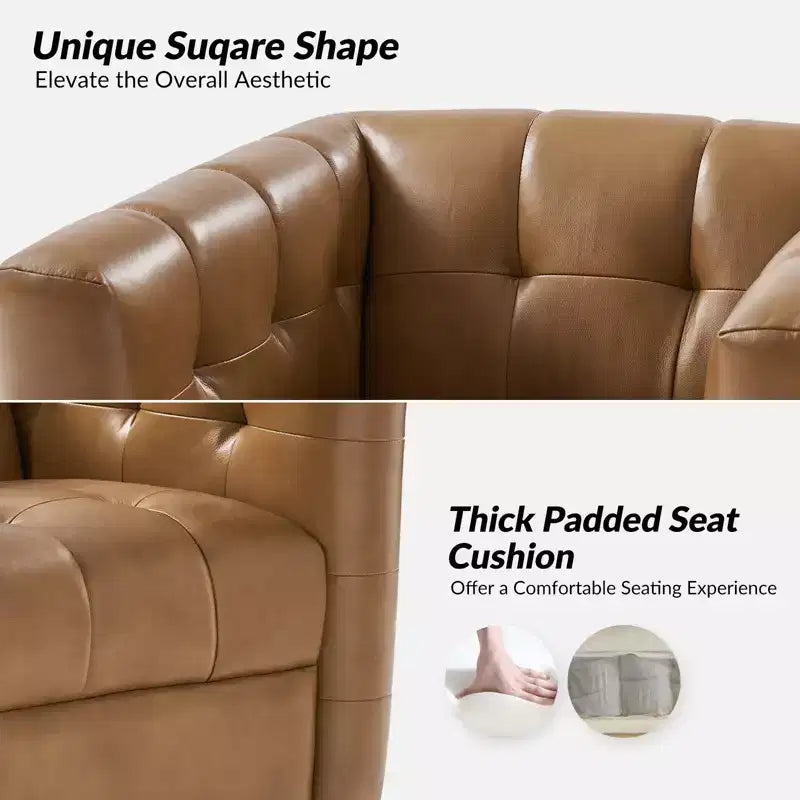 Fauteuil club pivotant en cuir véritable moderne