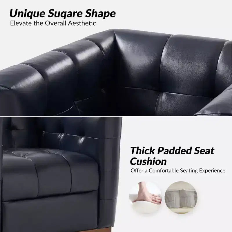 Fauteuil club pivotant en cuir véritable moderne