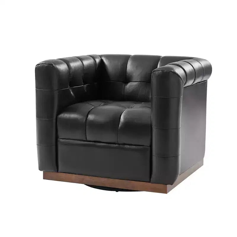 Fauteuil club pivotant en cuir véritable moderne