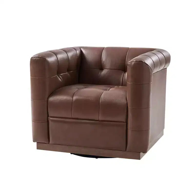 Fauteuil club pivotant en cuir véritable moderne